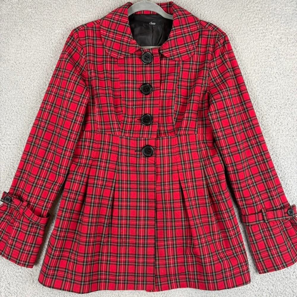 Sele Y2k Babydoll Jacket Lrg Tartan Plaid Peter Pan Collar Academia Prep Holiday